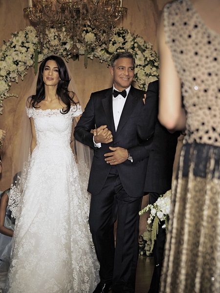 Amal Alamuddin and George Clooney on their wedding day