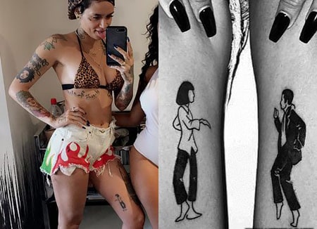 Kehlani's Thigh tattoo featuring two dancers