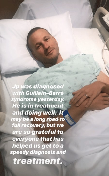 JP Rosenbaum in a hospital bed after he was diagnosed with Guillain-Barre syndrome