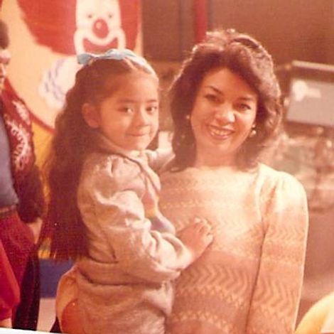 Aimee Garcia with her mother in her childhood