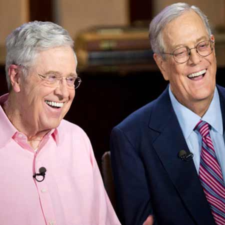 David H. Koch with his brother Charles Koch (left).